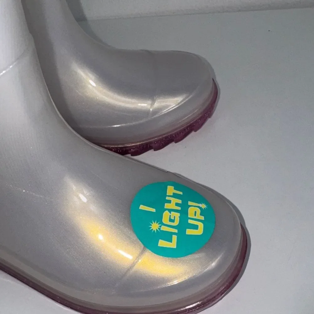 Western Chief Light-Up Kids Rain Boots - White and Purple. NWT